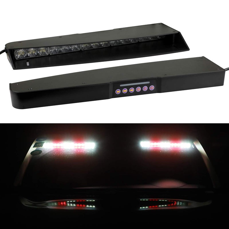 ASPL Visor lights bar 2-15 LED 29 Flash Patterns Interior Upper Windshield Split Mount Emergency Hazard Warning Strobe Light Bar Take Down Light Kit (Red/White) - Image 2